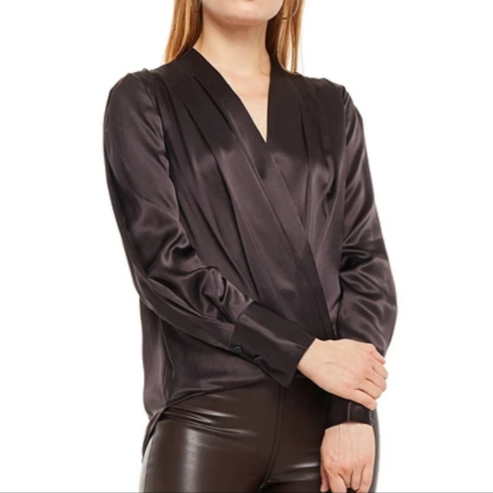 Rag & Bone 100% Silk Drape Blouse Eggplant Purple Sz. Xs